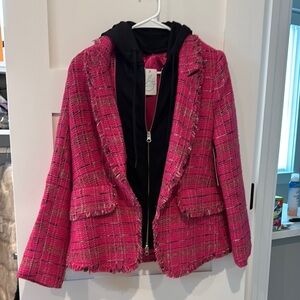 Central Park West Pink Blazer with Black Trim